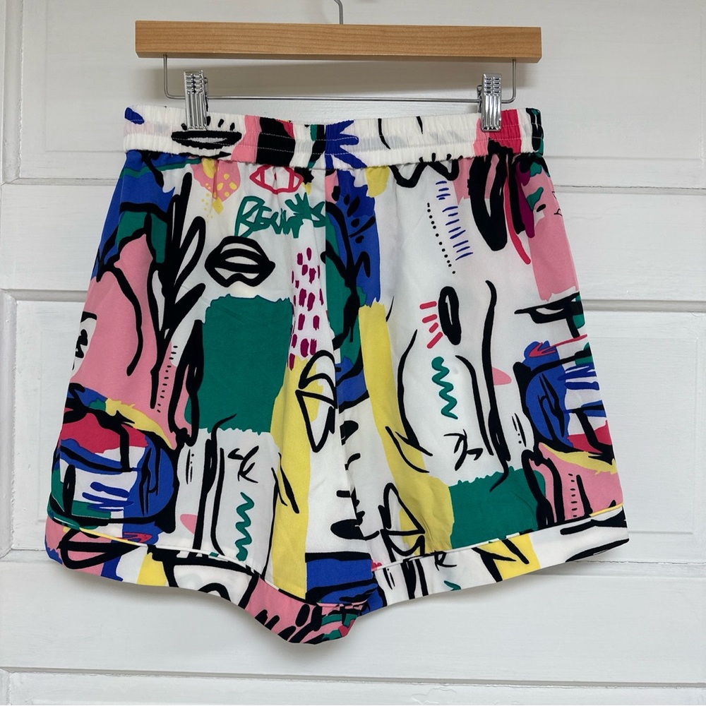JODIFL Art Deco Abstract Print Shorts Womens Medium Lightweight NEW Drawstring